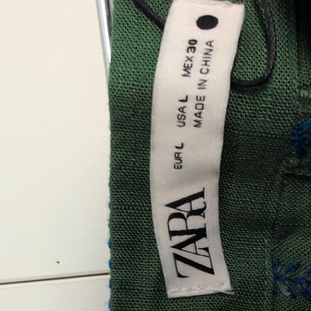 Zara Green Midi Skirt with Multicolor Leaf Motifs - Picture 6 of 8